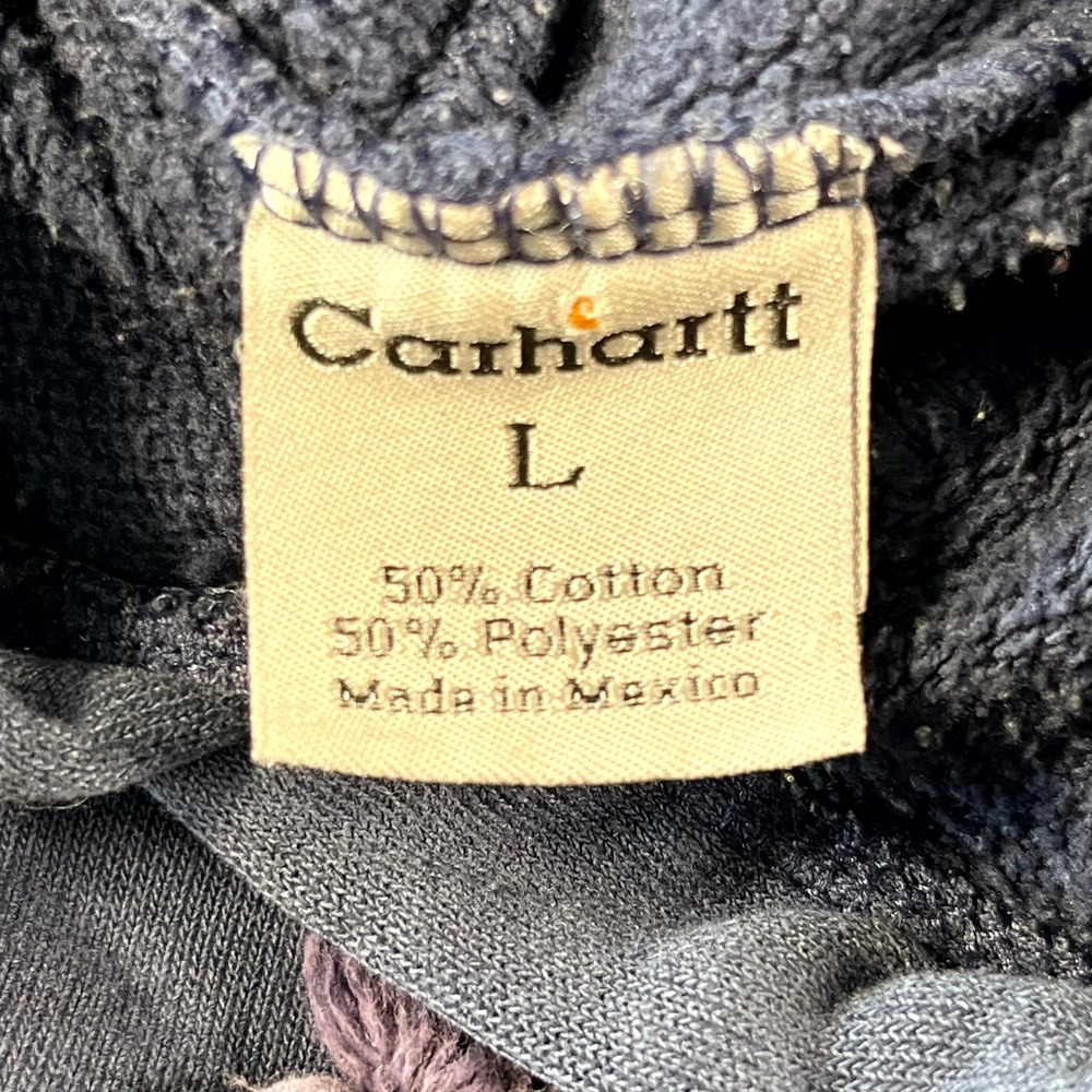 Carhartt Midweight Loose Fit Hoodie Mens Large Navy Blue Cotton Fleece Lined - Picture 6 of 7